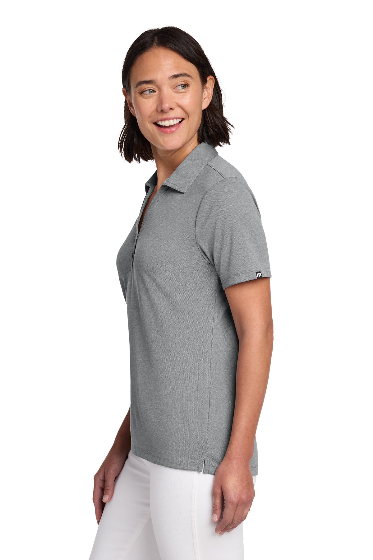 TravisMathew Women's Coto Performance Polo TM1WX002 - Quiet Shade Grey Heather - side