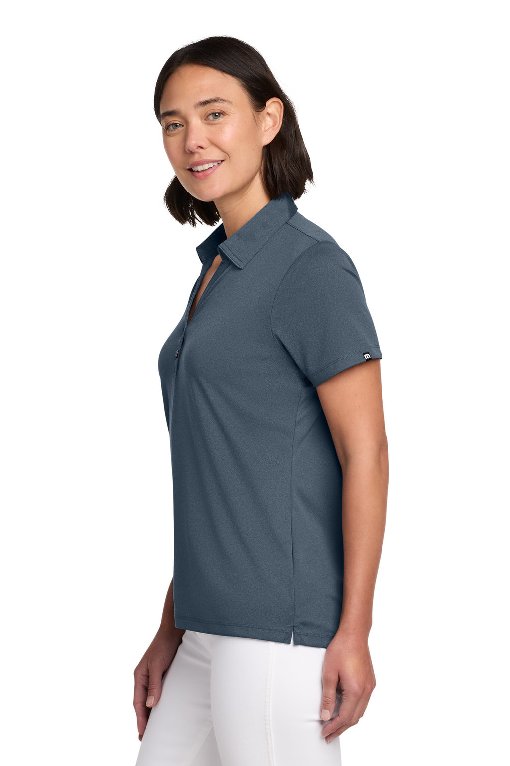 TravisMathew Women's Coto Performance Polo TM1WX002 - Vintage Indigo/ Black - side
