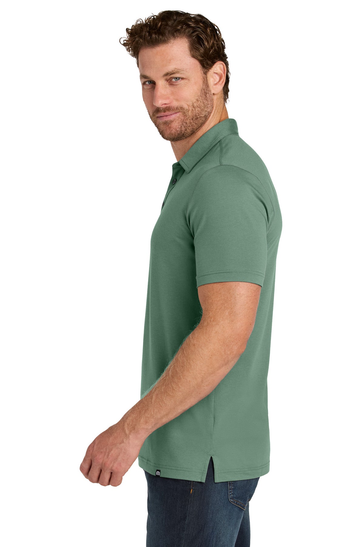 TravisMathew Glenview Solid Polo TMA41461 - Laurel Green - side