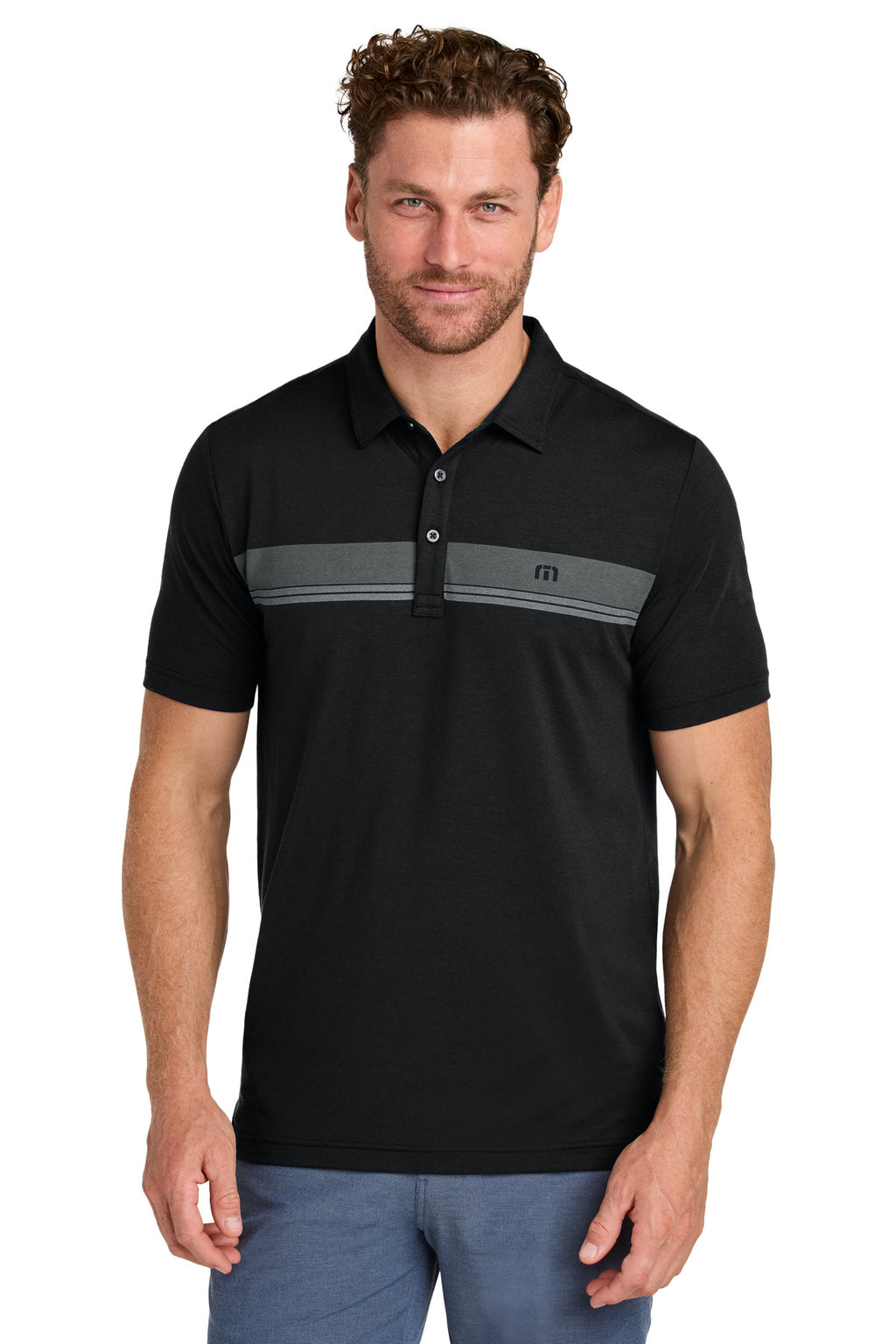 TravisMathew Glenview Stripe Polo TMA41462 - Black - front