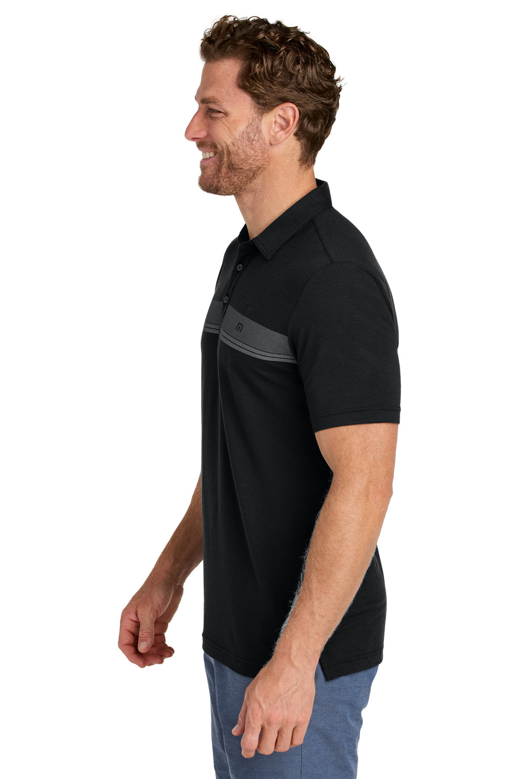 TravisMathew Glenview Stripe Polo TMA41462 - Black - side