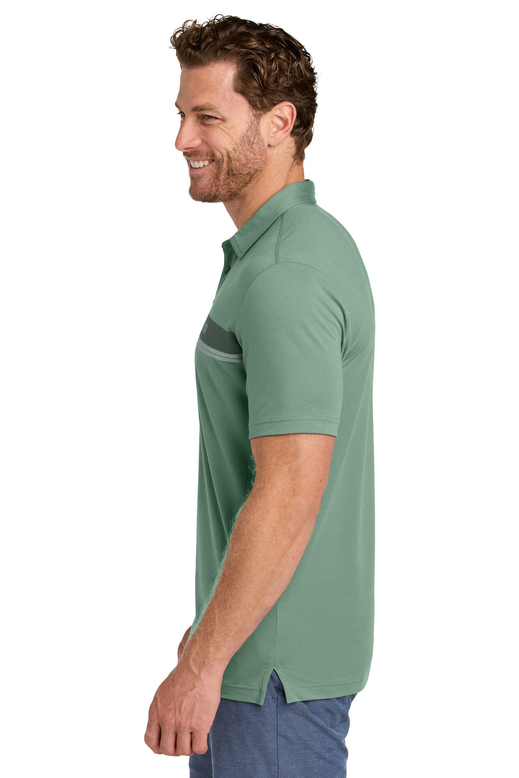 TravisMathew Glenview Stripe Polo TMA41462 - Laurel Green - side