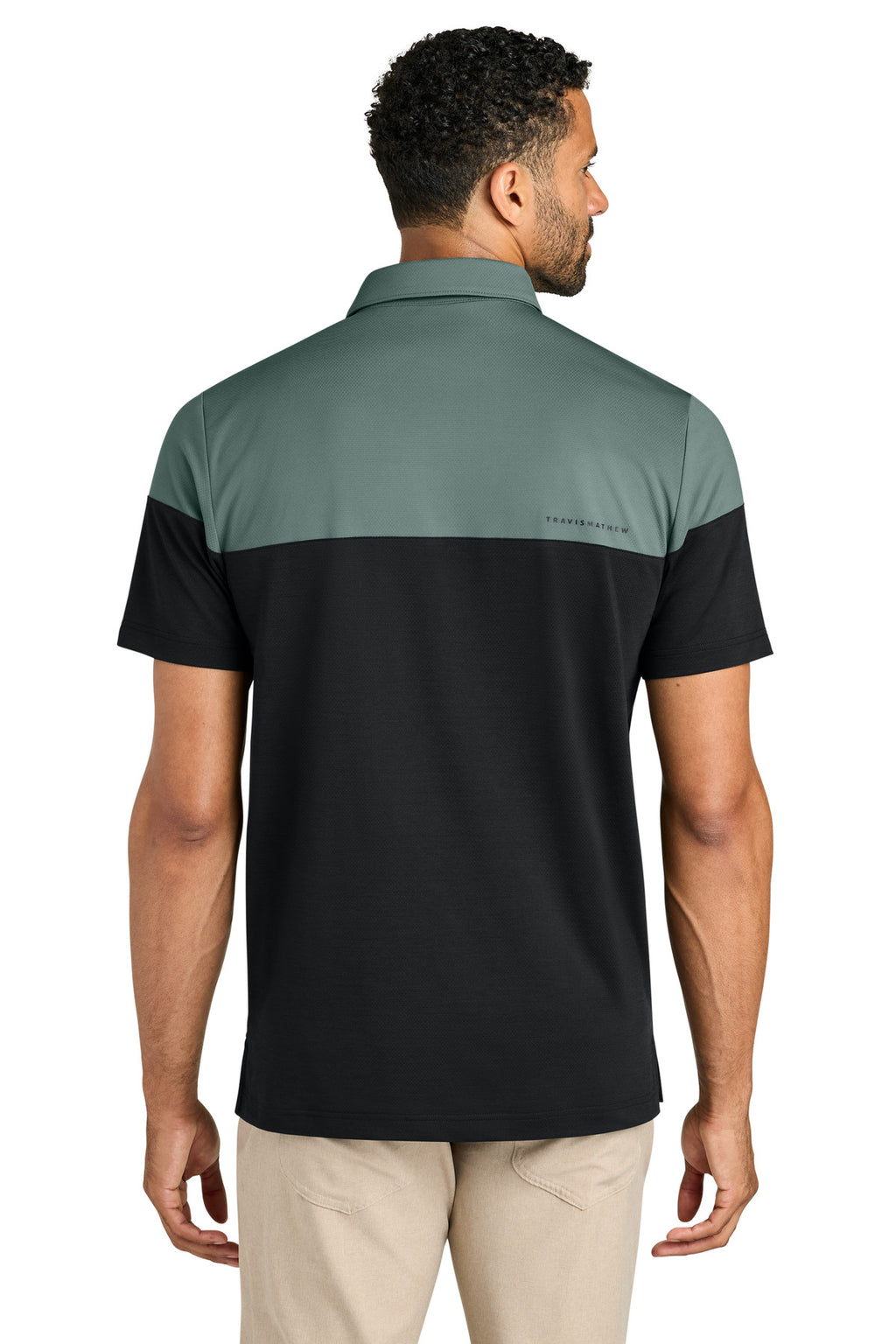 TravisMathew Onward Colorblock Polo TMA42774 - Balsam Green/ Black - back