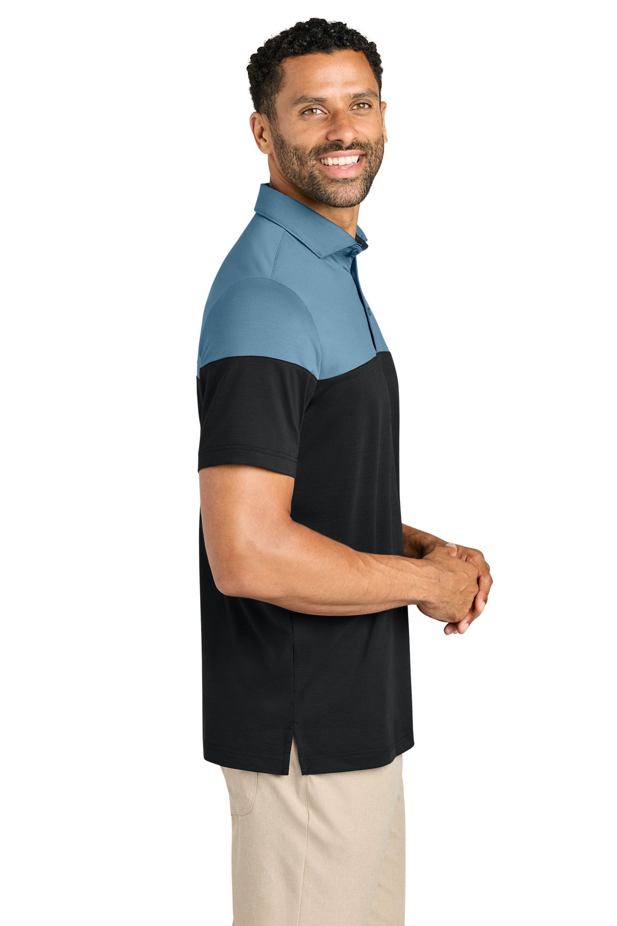 TravisMathew Onward Colorblock Polo TMA42774 - Copen Blue/ Black - side
