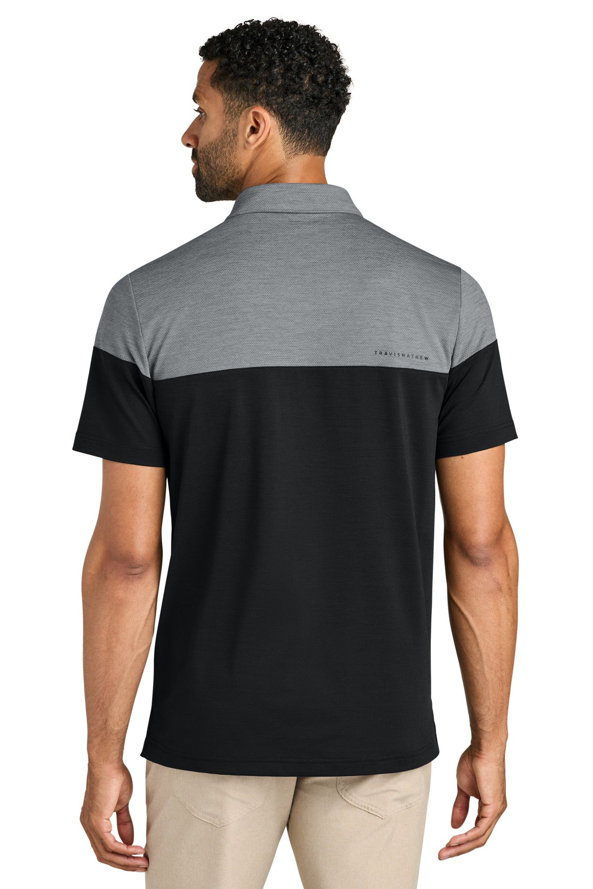 TravisMathew Onward Colorblock Polo TMA42774 - Quiet Shade Grey Heather/ Black - back