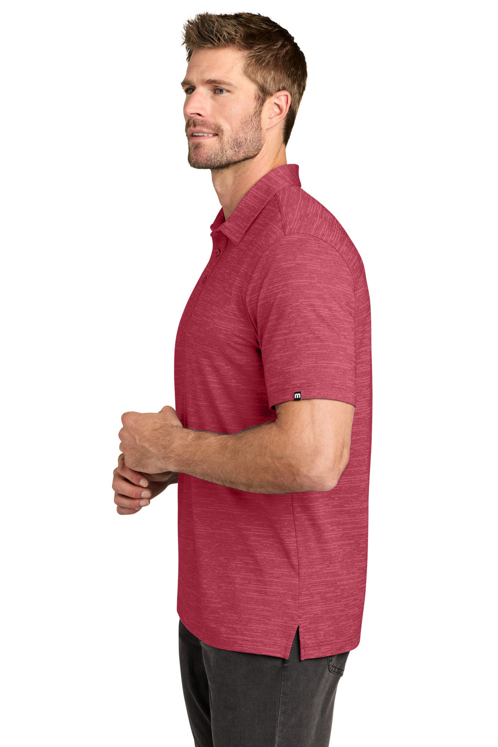 TravisMathew Crestview Polo TMA46371 - Scooter Red Heather - side