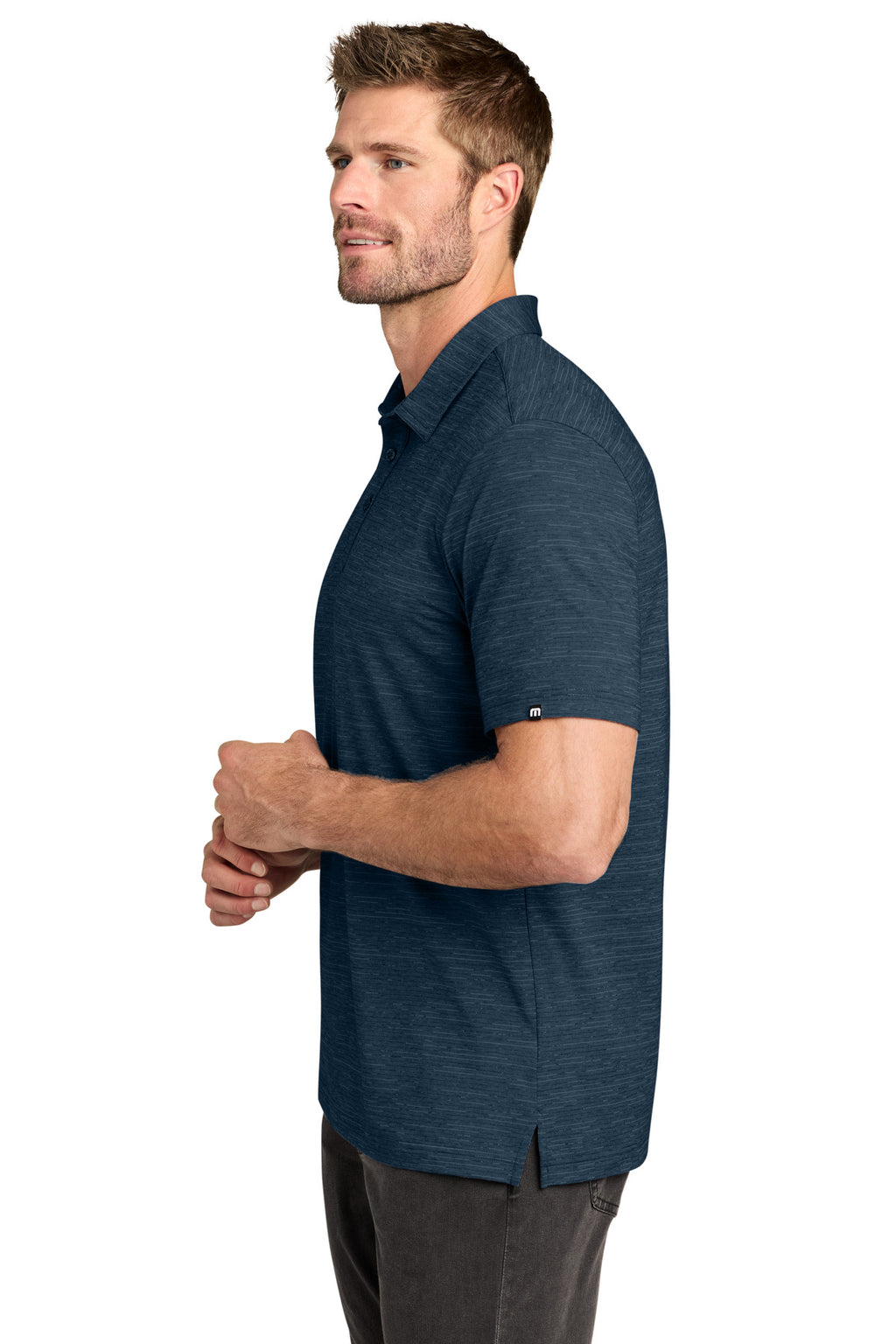 TravisMathew Crestview Polo TMA46371 - Vintage Indigo Heather - side