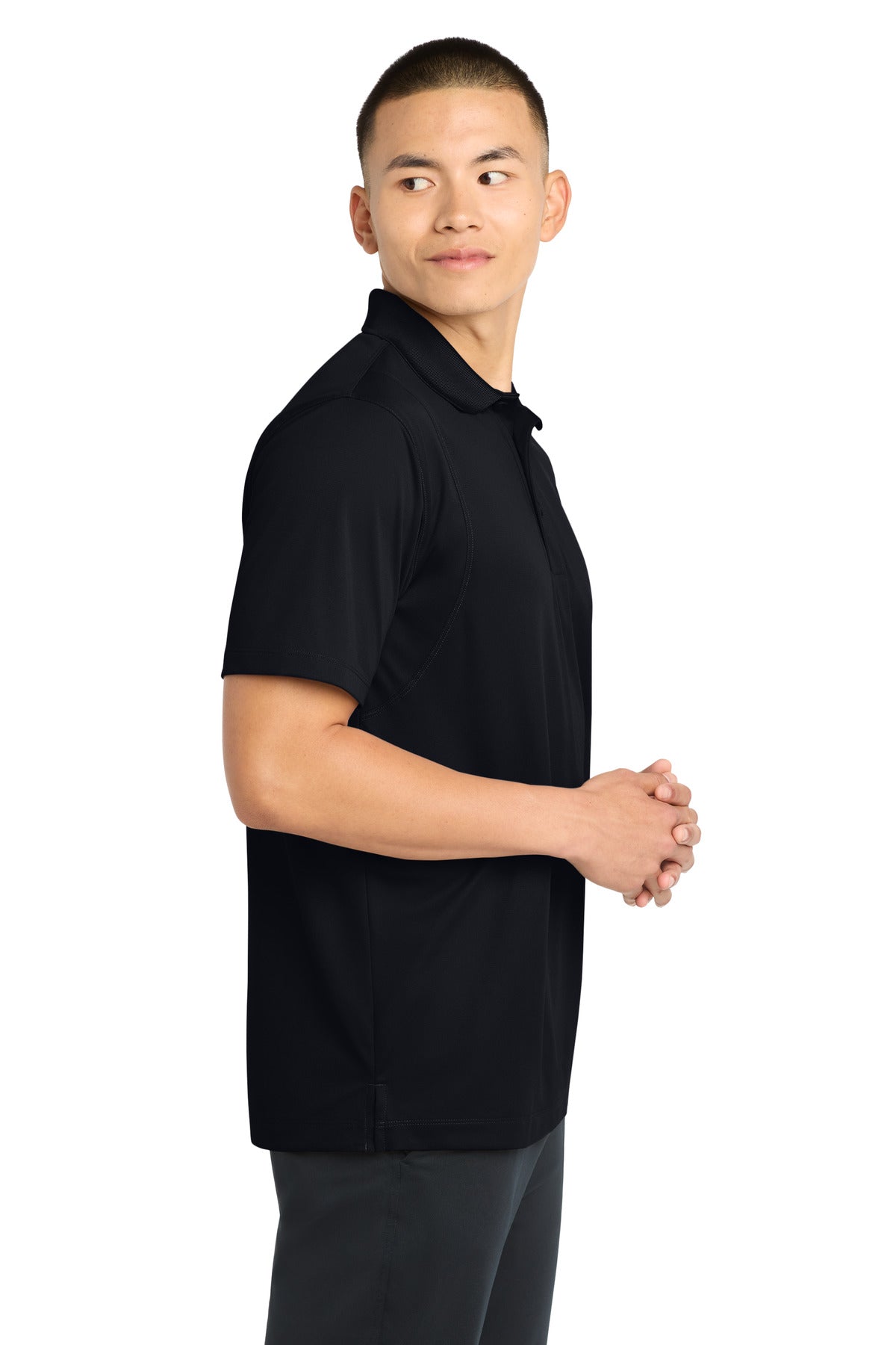 Sport-Tek Tall Micropique Sport-Wick Polo. TST650 - Black - side