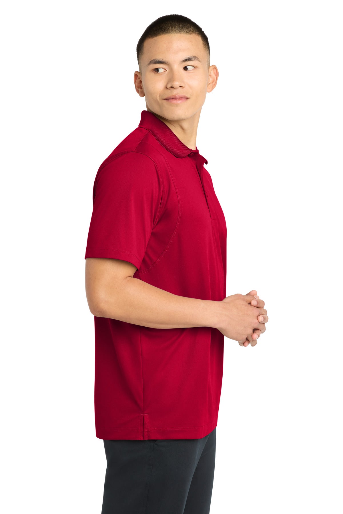Sport-Tek Tall Micropique Sport-Wick Polo. TST650 - Deep Red - side