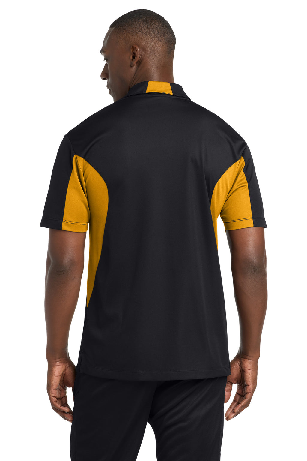 Sport-Tek Tall Side Blocked Micropique Sport-Wick Polo. TST655 - Black/ Gold - back
