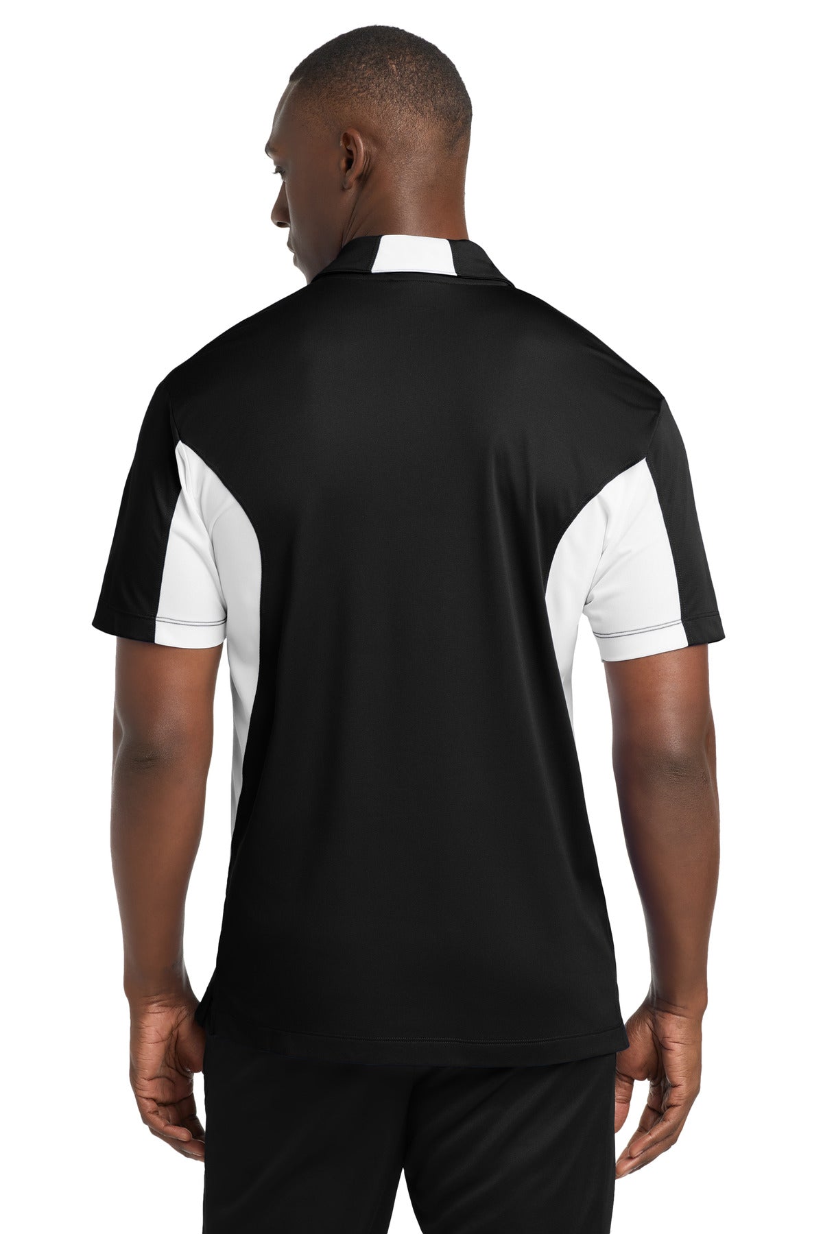 Sport-Tek Tall Side Blocked Micropique Sport-Wick Polo. TST655 - Black/ White - back