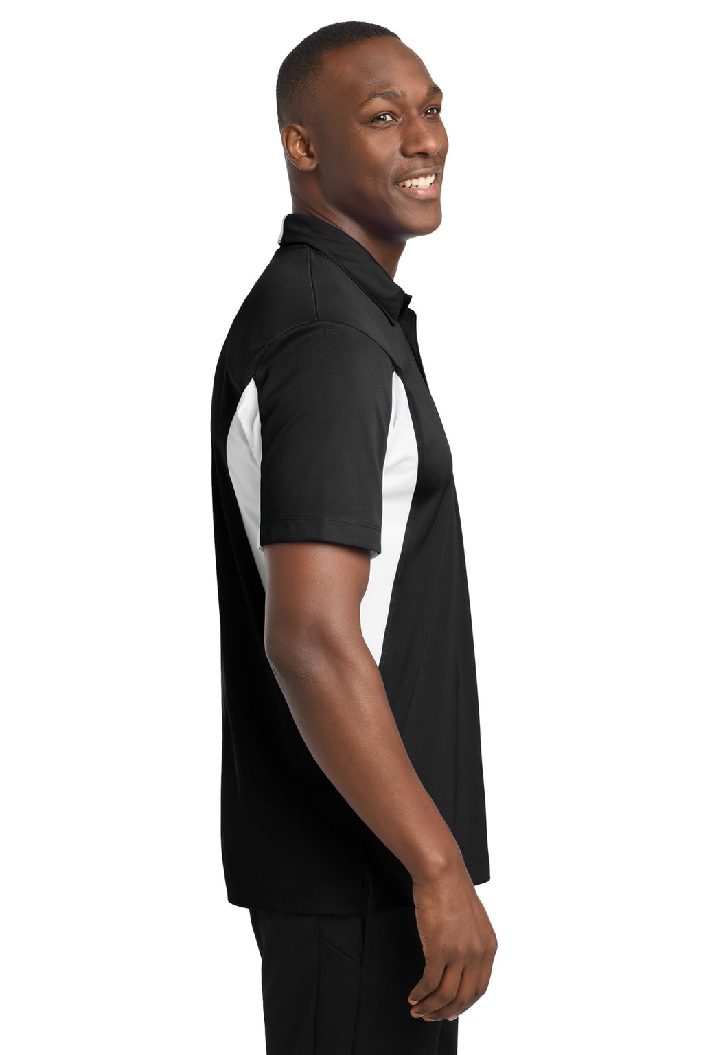 Sport-Tek Tall Side Blocked Micropique Sport-Wick Polo. TST655 - Black/ White - side