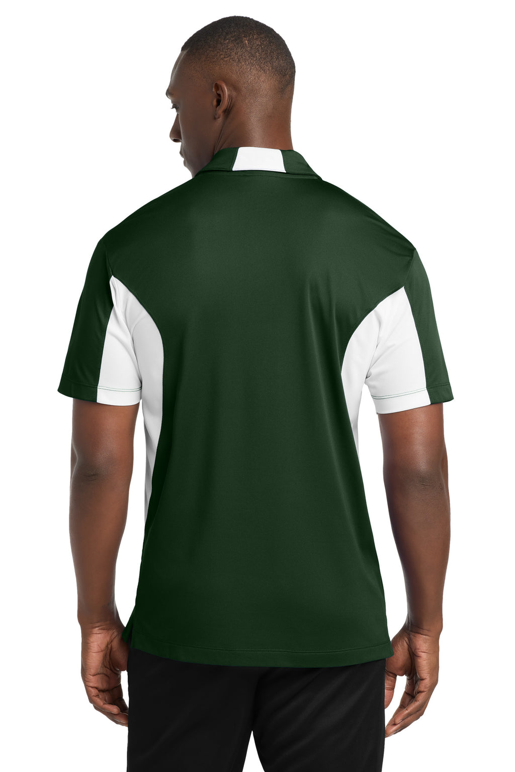 Sport-Tek Tall Side Blocked Micropique Sport-Wick Polo. TST655 - Forest Green/ White - back