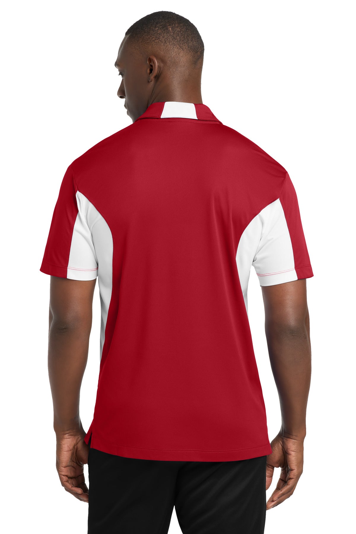 Sport-Tek Tall Side Blocked Micropique Sport-Wick Polo. TST655 - True Red/ White - back