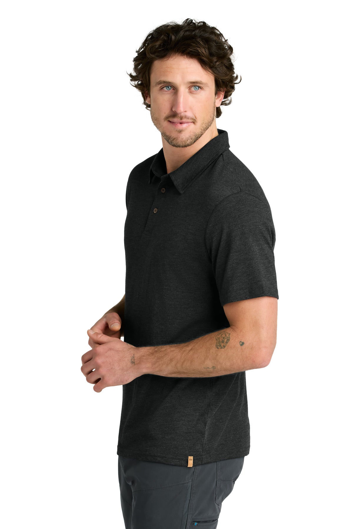 LIMITED EDITION tentree TreeBlend Polo TTCM5660 - Meteorite Black Heather - side