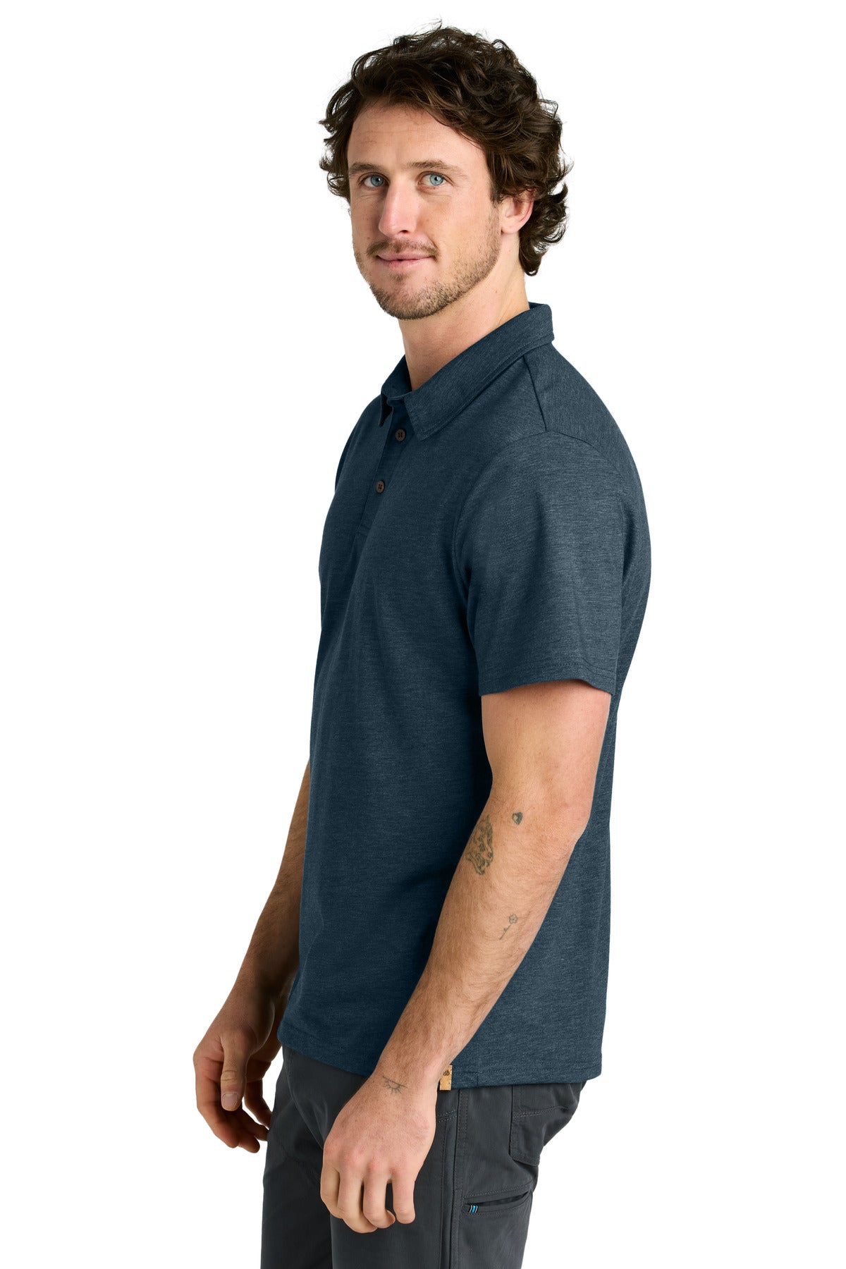 LIMITED EDITION tentree TreeBlend Polo TTCM5660 - Moonlit Ocean Heather - side