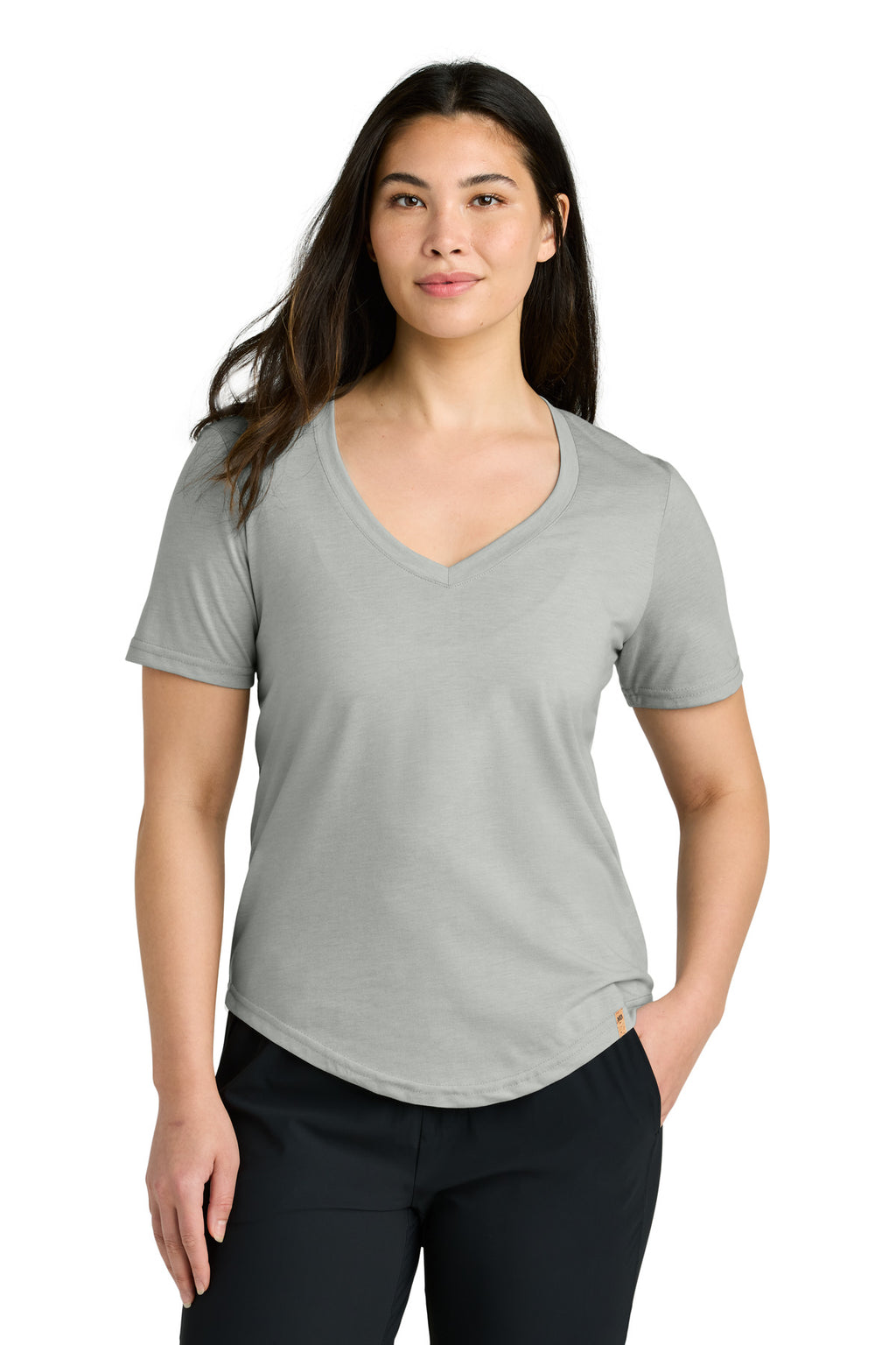 tentree Women's TreeBlend V-Neck T-Shirt TTCW5646 - Hi Rise Grey Heather - front
