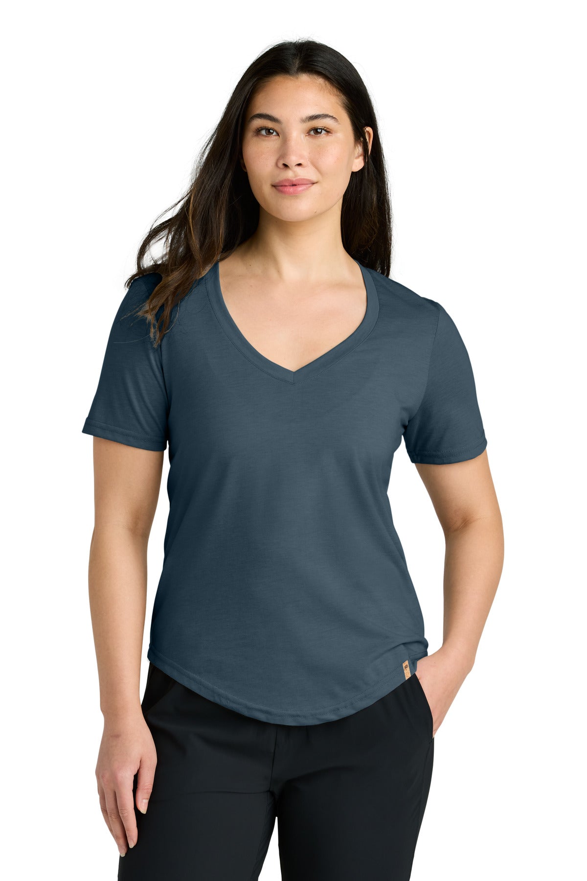 tentree Women's TreeBlend V-Neck T-Shirt TTCW5646 - Moonlit Ocean Heather - front
