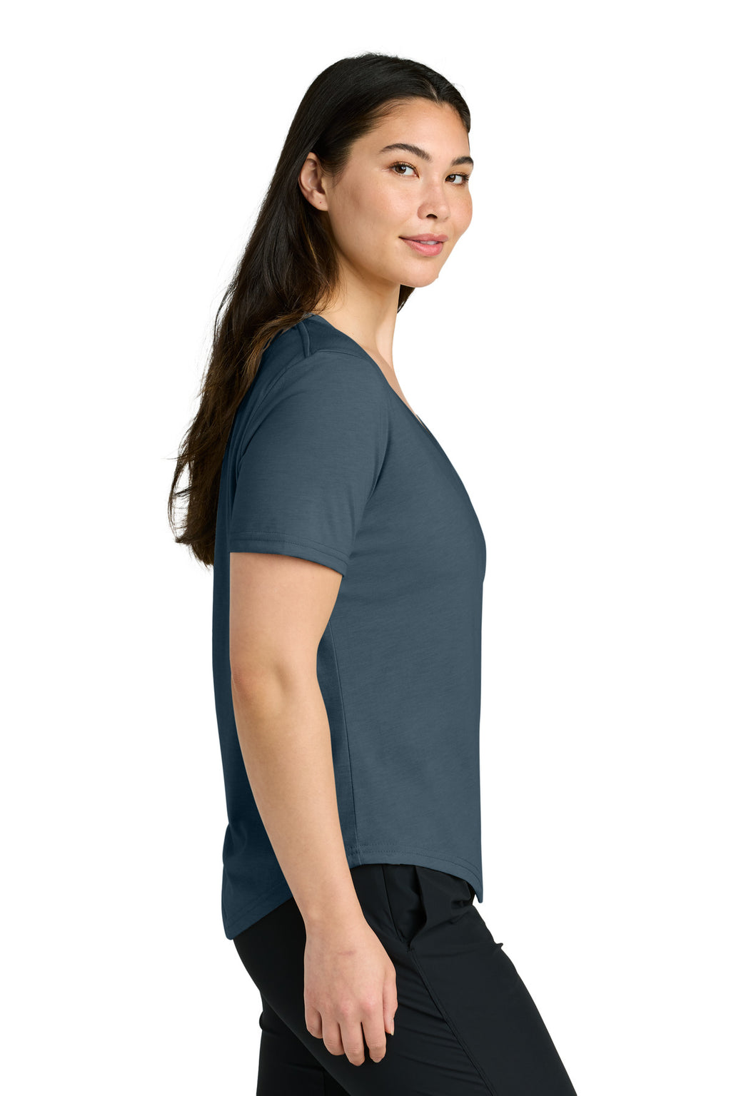 tentree Women's TreeBlend V-Neck T-Shirt TTCW5646 - Moonlit Ocean Heather - side