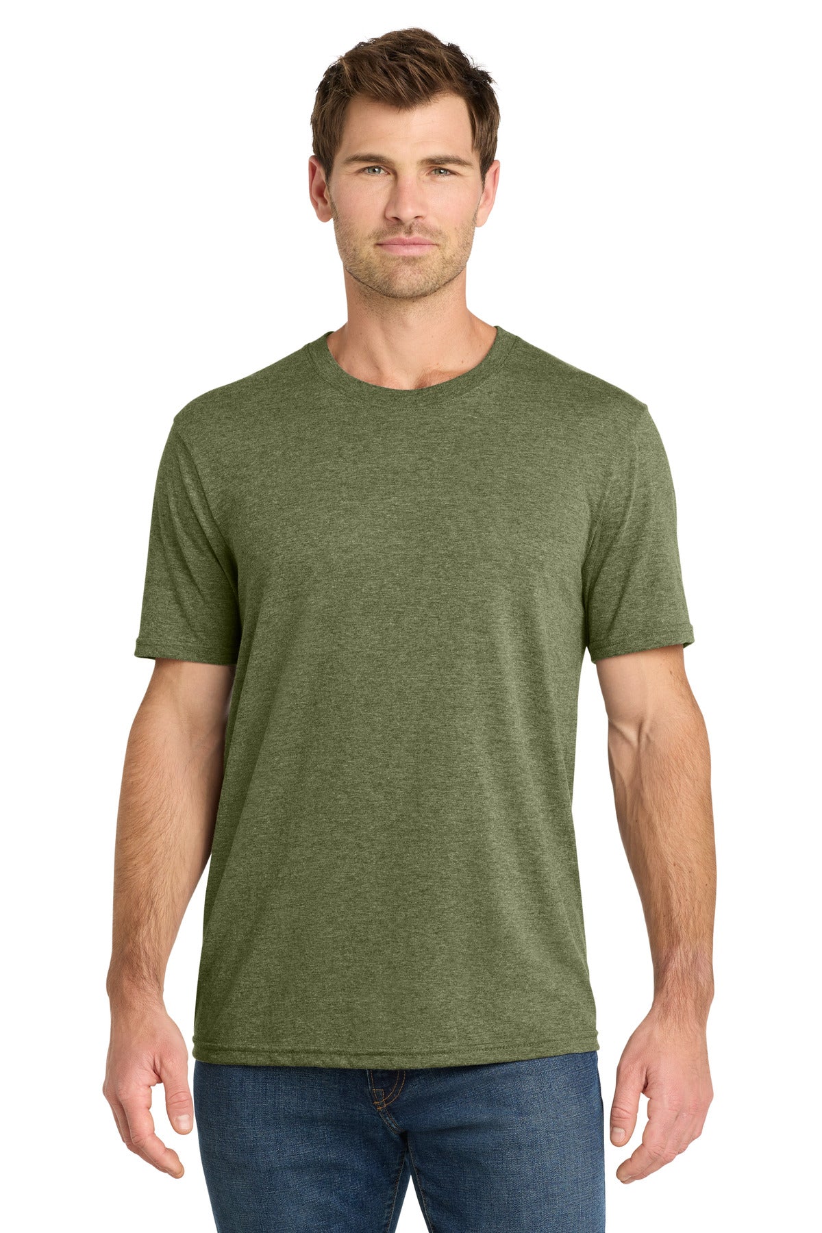 Volunteer Knitwear Tri Tee VL40 - Military Green Heather - front