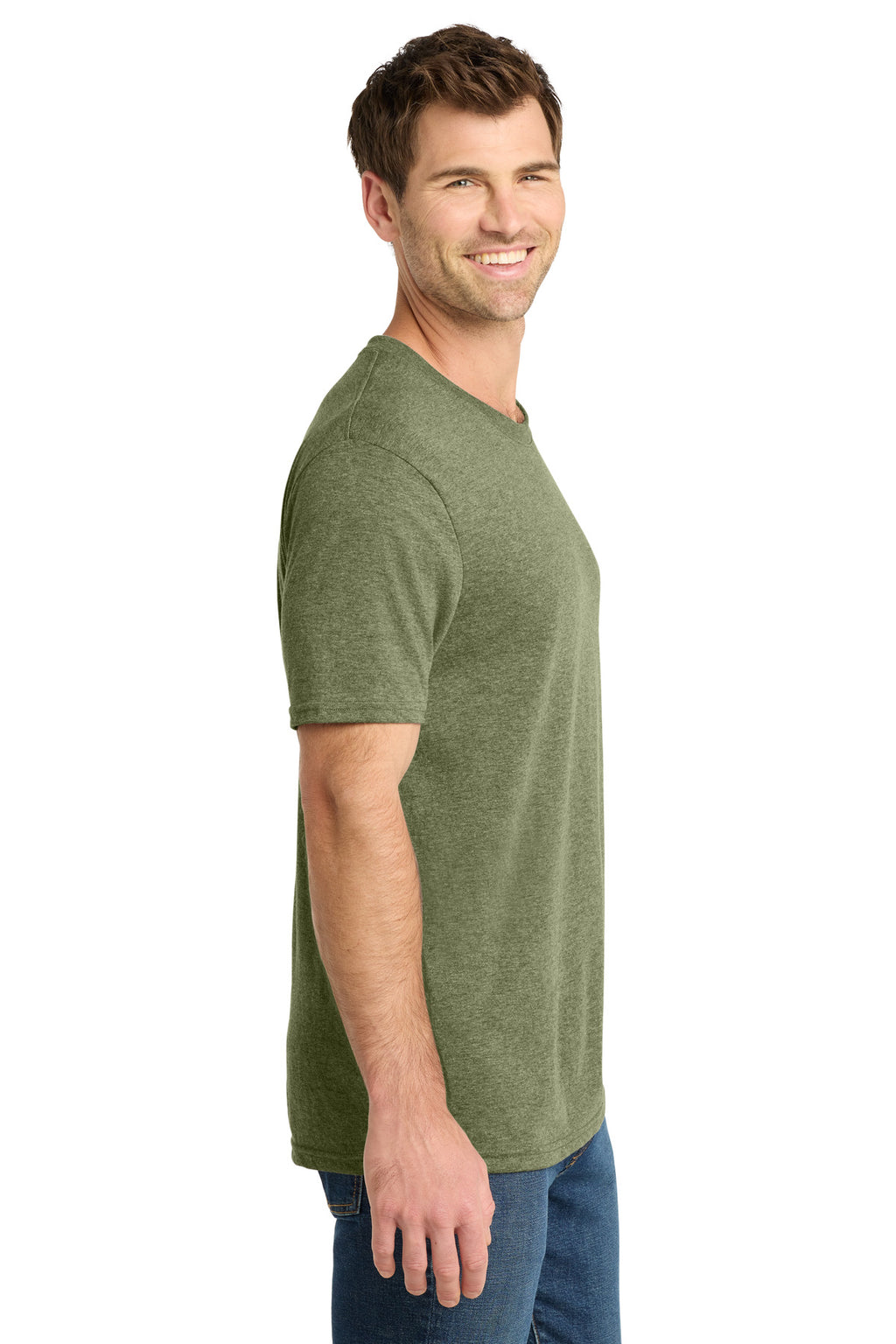 Volunteer Knitwear Tri Tee VL40 - Military Green Heather - side
