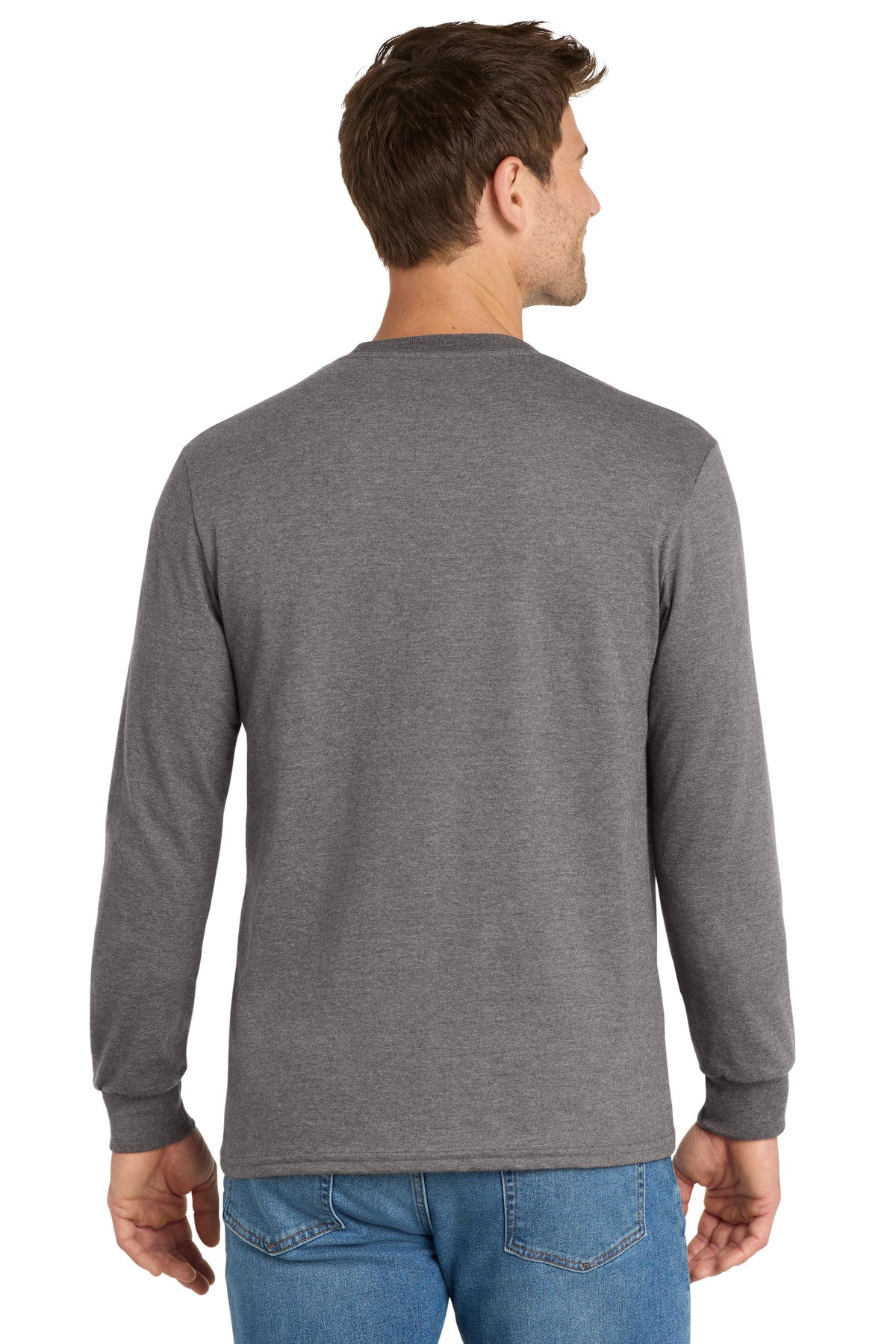 Volunteer Knitwear Chore Long Sleeve Tee VL60LS - Dark Heather Grey - back