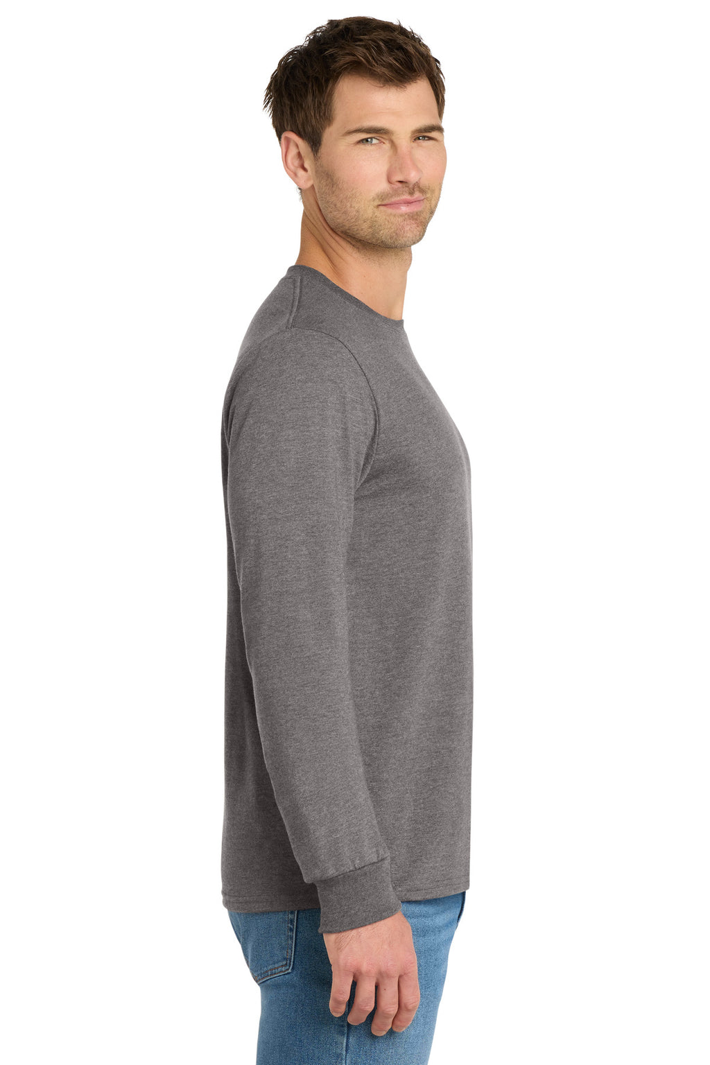 Volunteer Knitwear Chore Long Sleeve Tee VL60LS - Dark Heather Grey - side