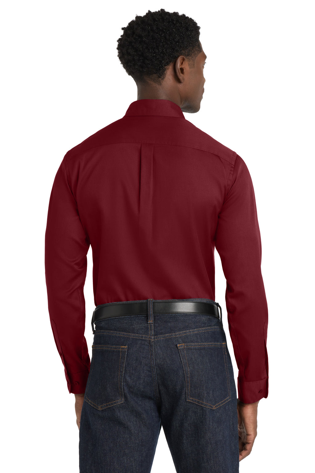 Port Authority Long Sleeve SuperPro React Twill Shirt. W808 - Burgundy - back