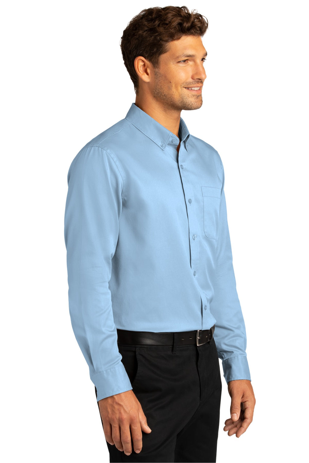 Port Authority Long Sleeve SuperPro React Twill Shirt. W808 - Cloud Blue - three_q