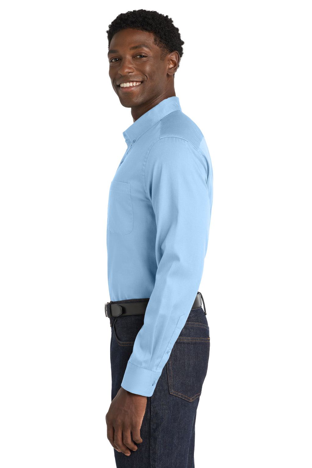 Port Authority Long Sleeve SuperPro React Twill Shirt. W808 - Cloud Blue - side