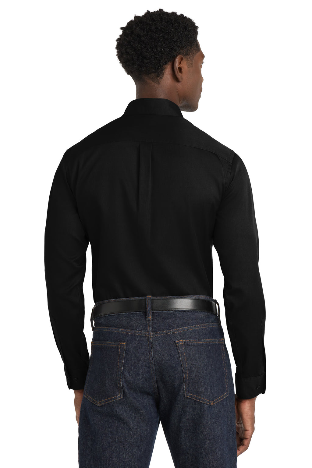 Port Authority Long Sleeve SuperPro React Twill Shirt. W808 - Deep Black - back