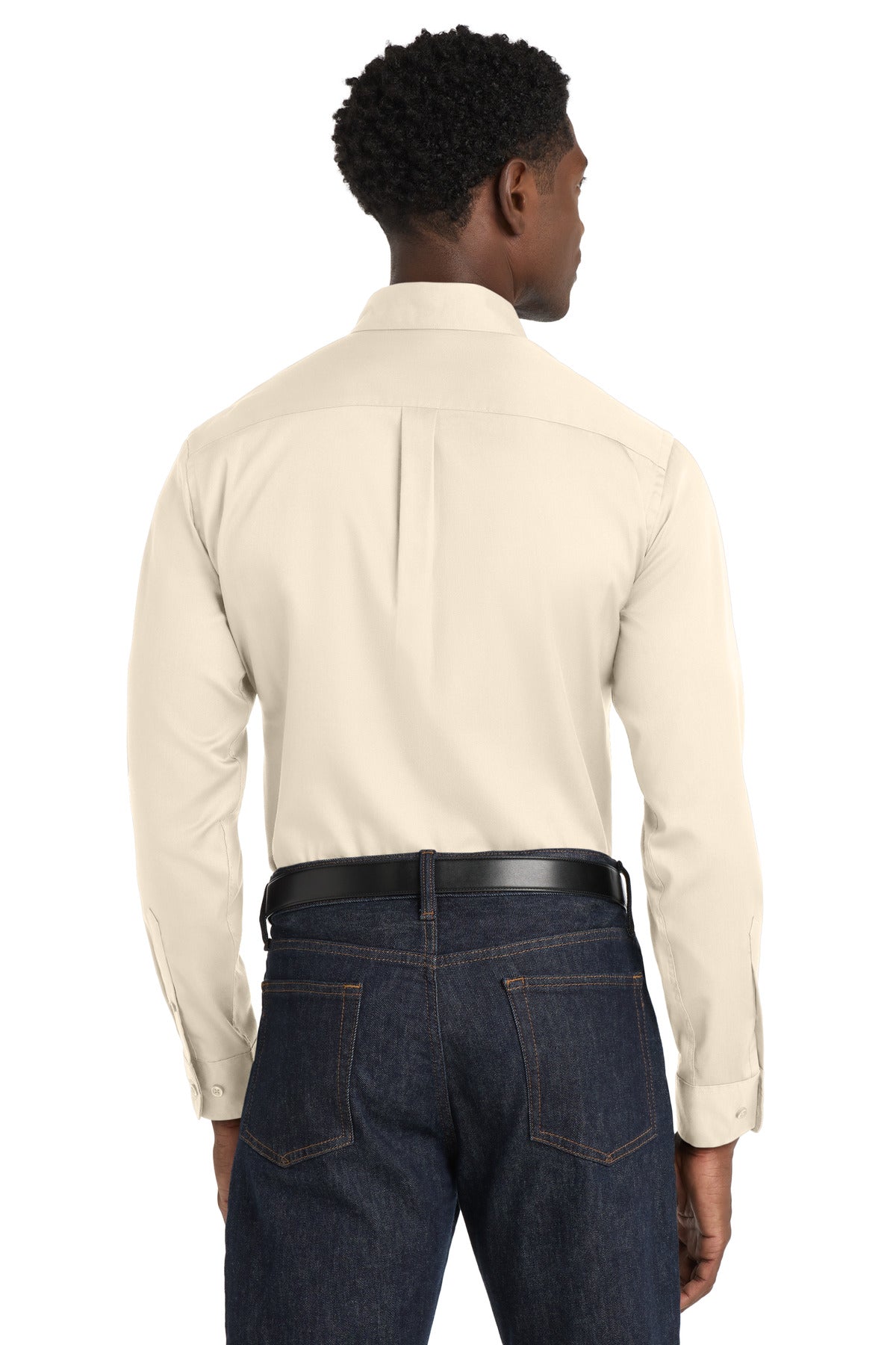 Port Authority Long Sleeve SuperPro React Twill Shirt. W808 - Ecru - back
