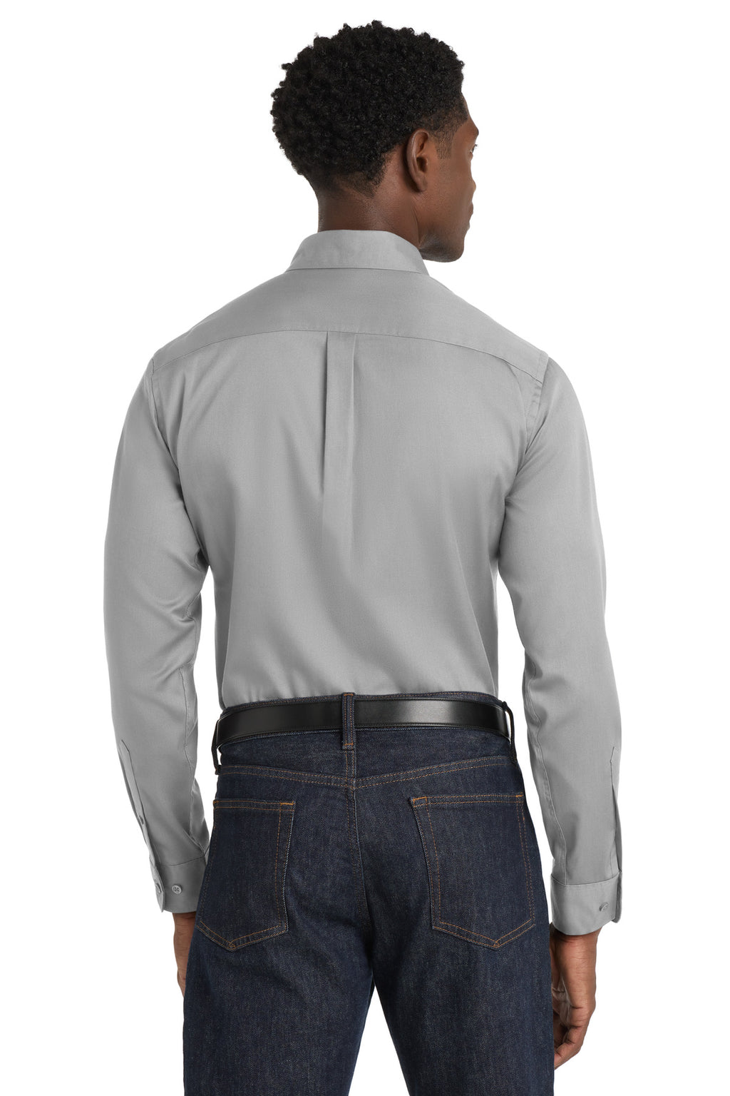 Port Authority Long Sleeve SuperPro React Twill Shirt. W808 - Gusty Grey - back