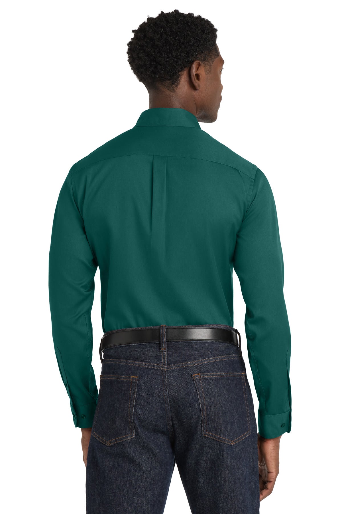 Port Authority Long Sleeve SuperPro React Twill Shirt. W808 - Marine Green - back
