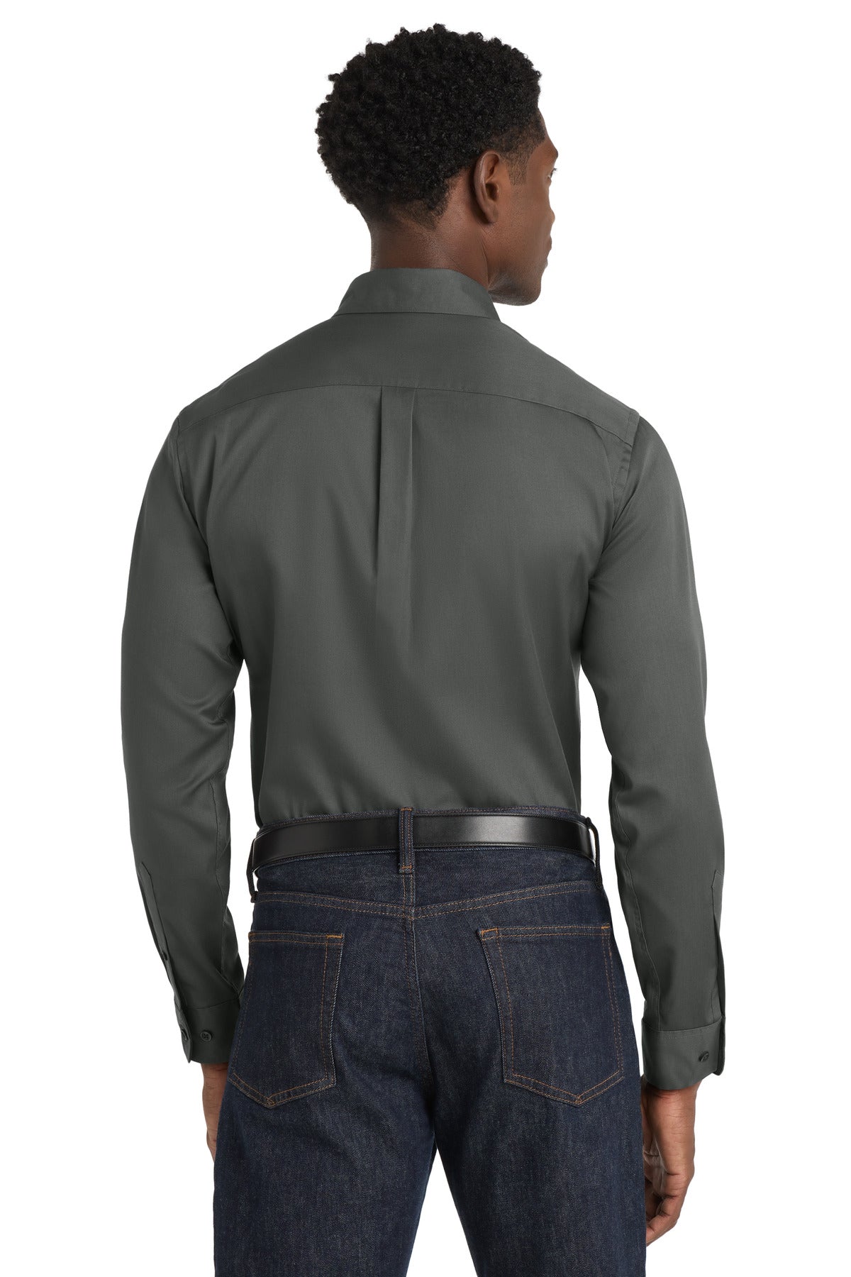 Port Authority Long Sleeve SuperPro React Twill Shirt. W808 - Storm Grey - back