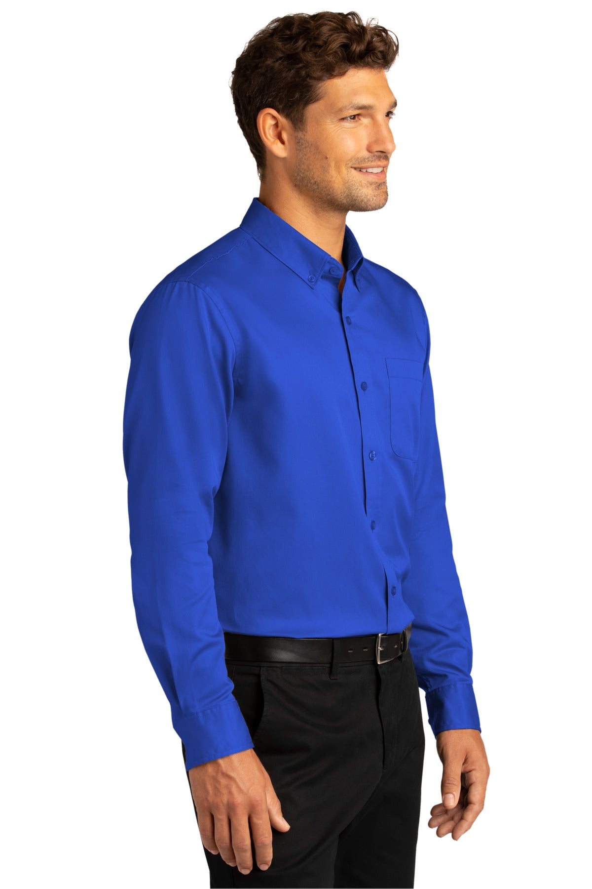 Port Authority Long Sleeve SuperPro React Twill Shirt. W808 - True Royal - three_q