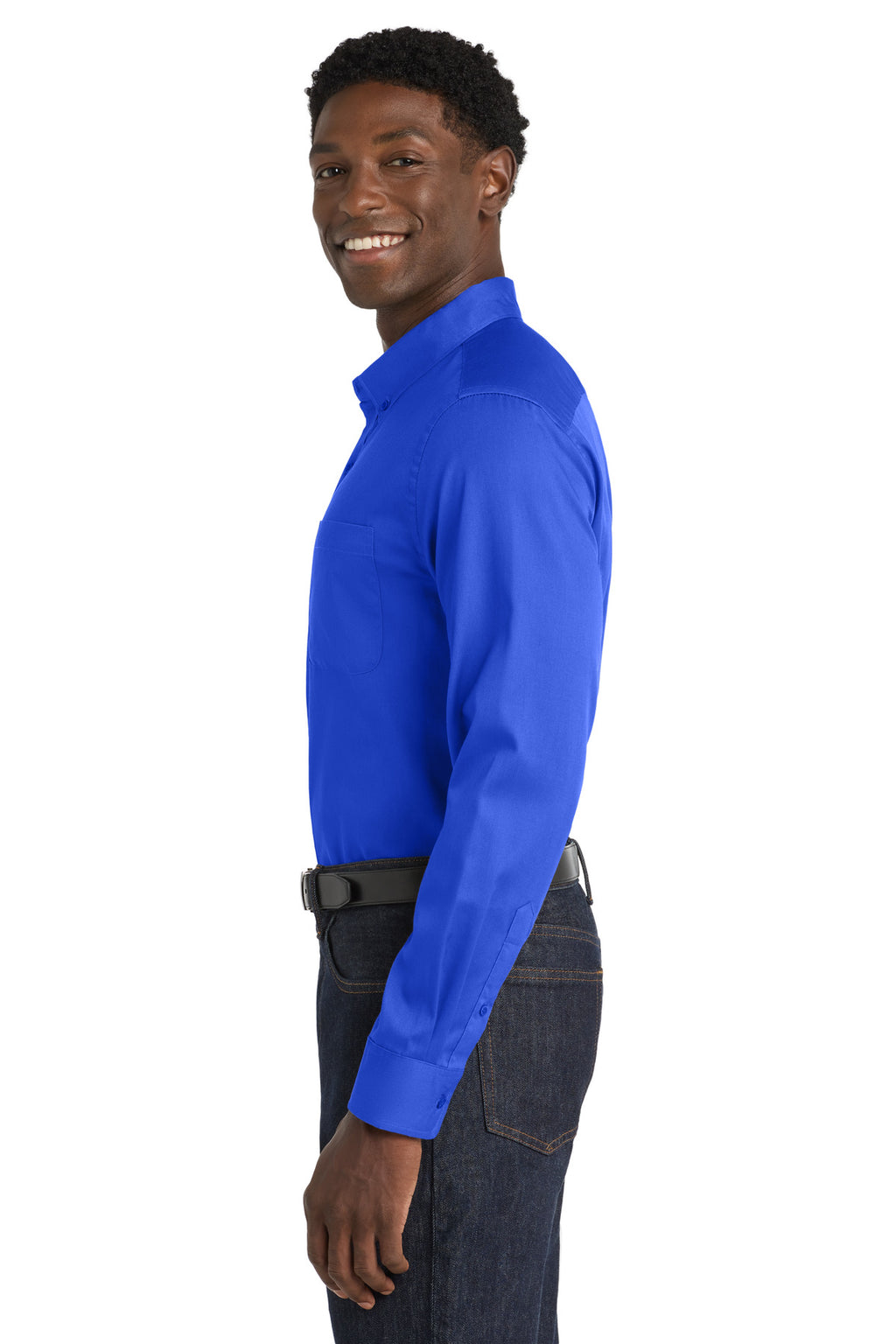 Port Authority Long Sleeve SuperPro React Twill Shirt. W808 - True Royal - side