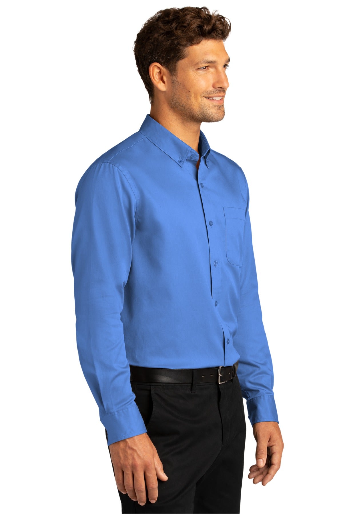 Port Authority Long Sleeve SuperPro React Twill Shirt. W808 - Ultramarine Blue - three_q