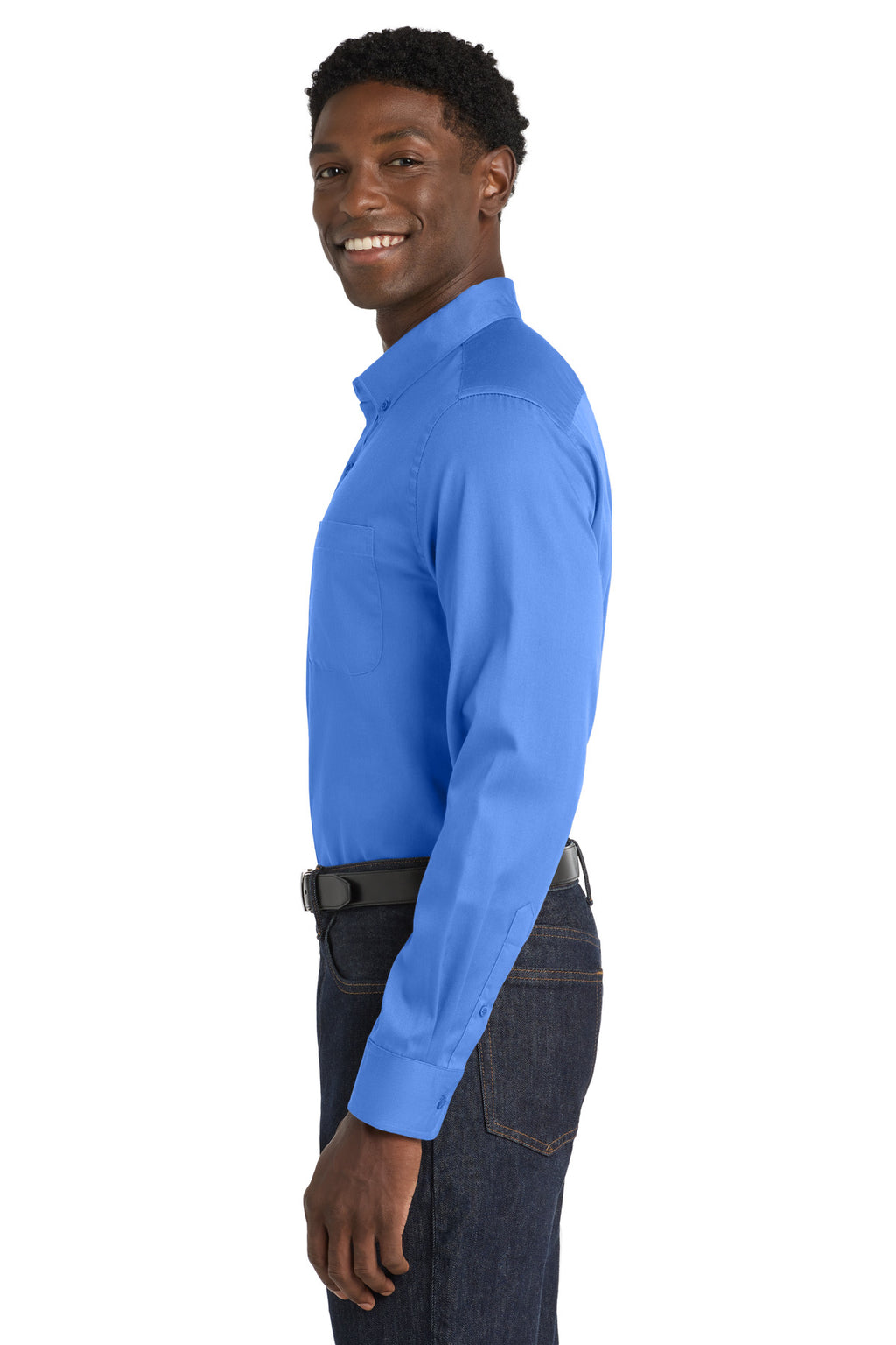 Port Authority Long Sleeve SuperPro React Twill Shirt. W808 - Ultramarine Blue - side