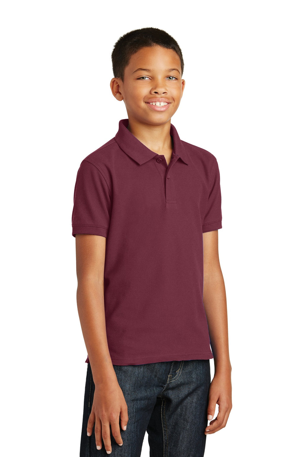 Port Authority Youth Core Classic Pique Polo. Y100 - Burgundy - three_q