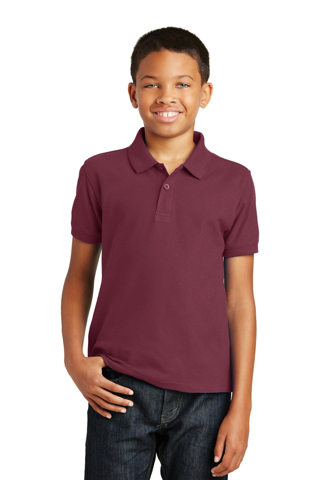 Port Authority Youth Core Classic Pique Polo. Y100 - Burgundy - front
