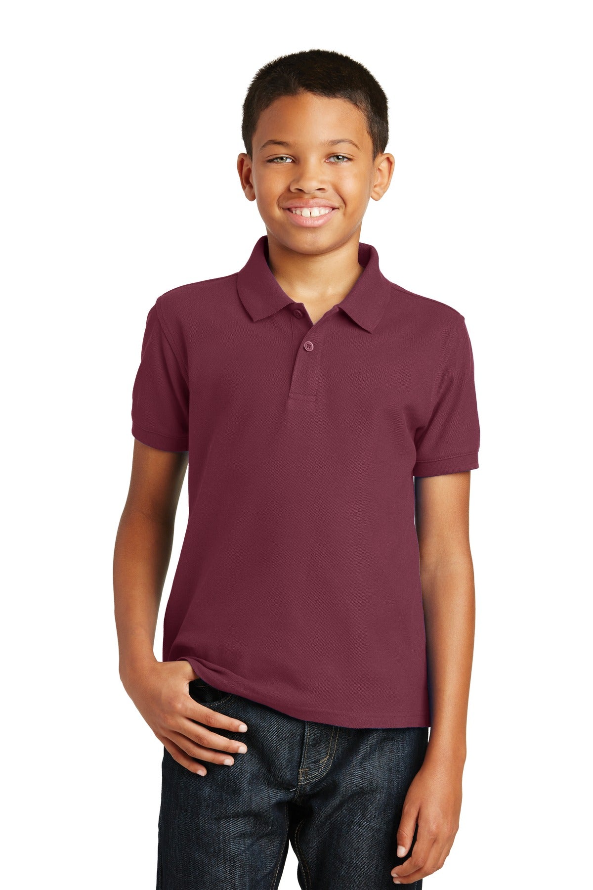 Port Authority Youth Core Classic Pique Polo. Y100 - Burgundy - front