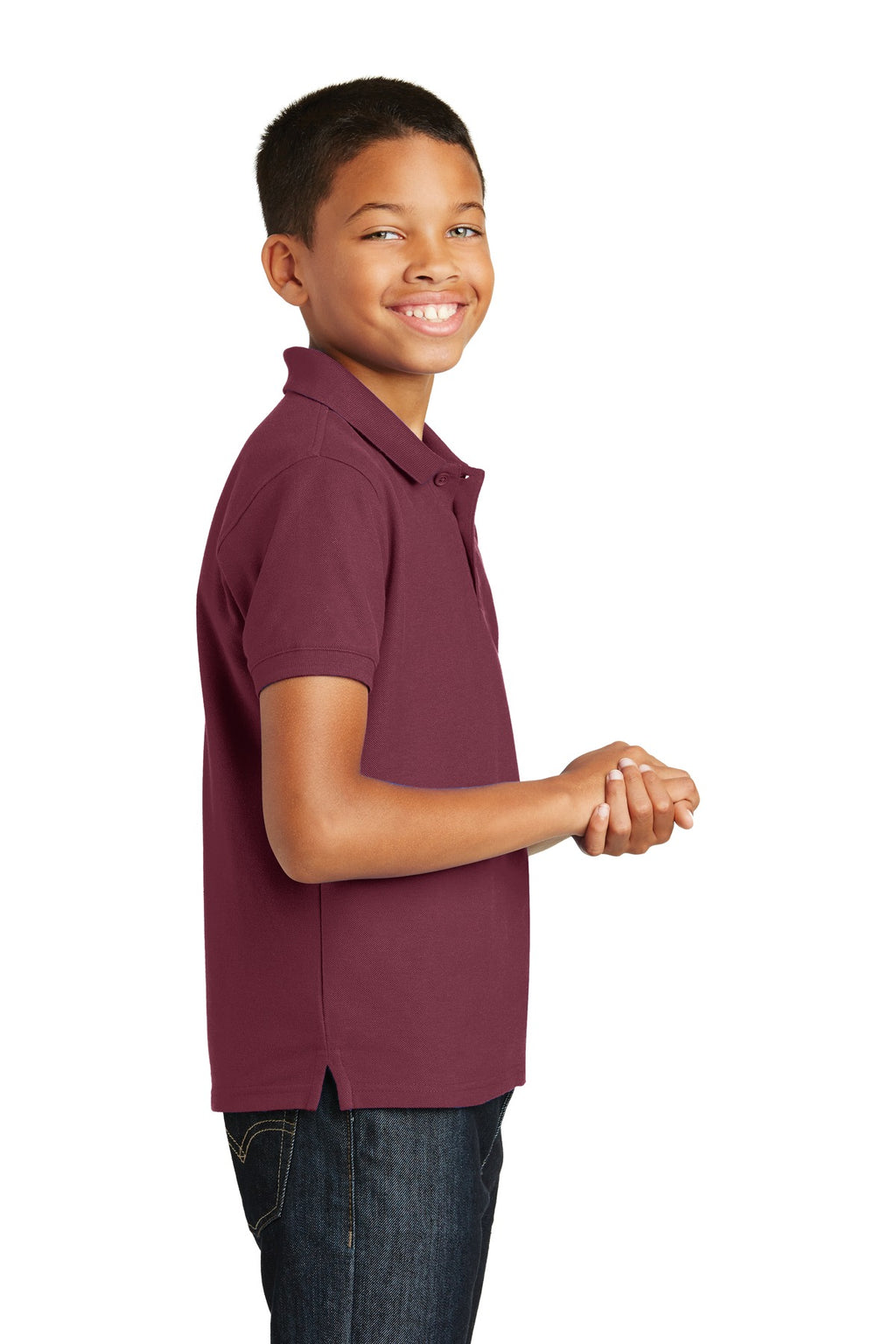 Port Authority Youth Core Classic Pique Polo. Y100 - Burgundy - side