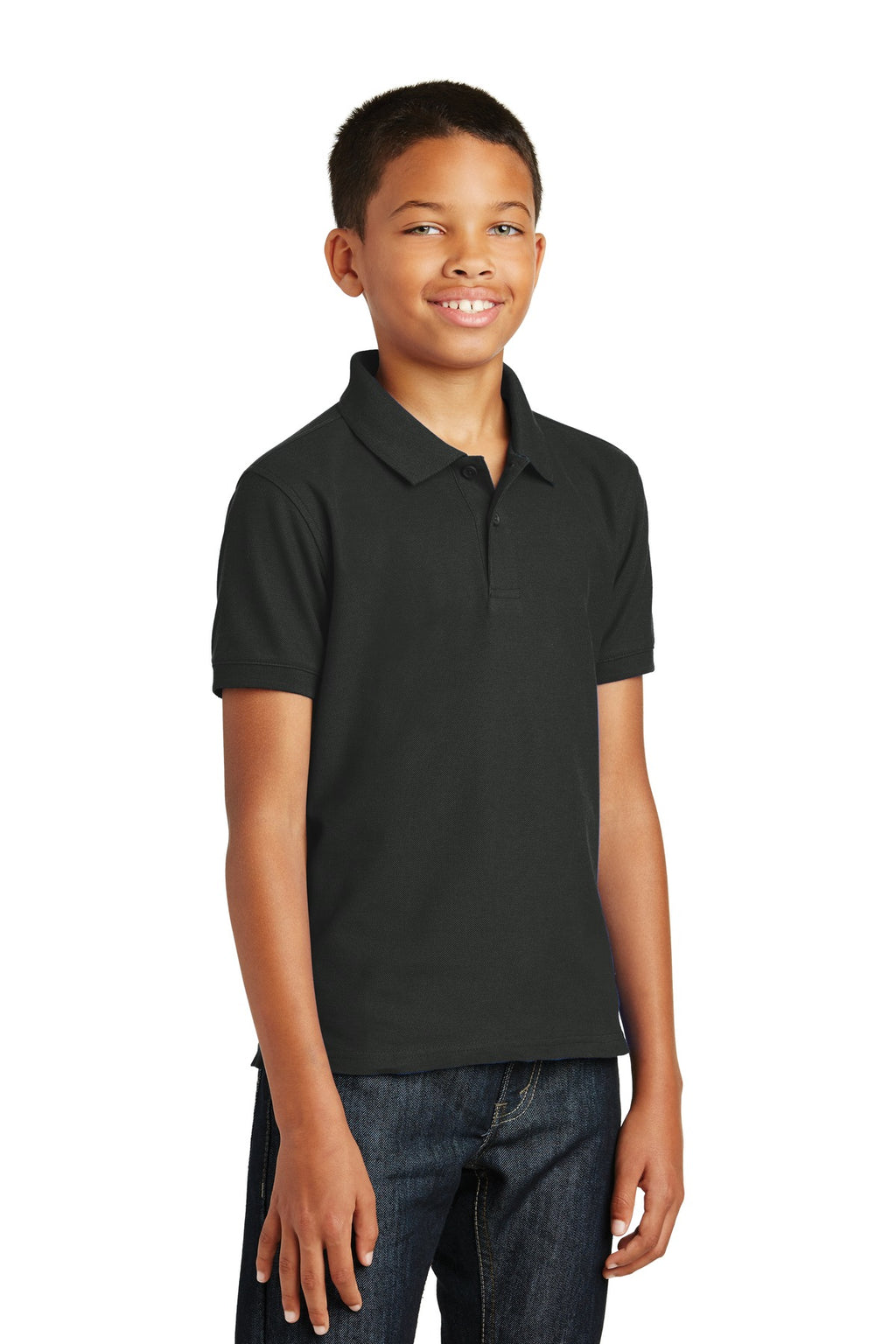 Port Authority Youth Core Classic Pique Polo. Y100 - Deep Black - three_q
