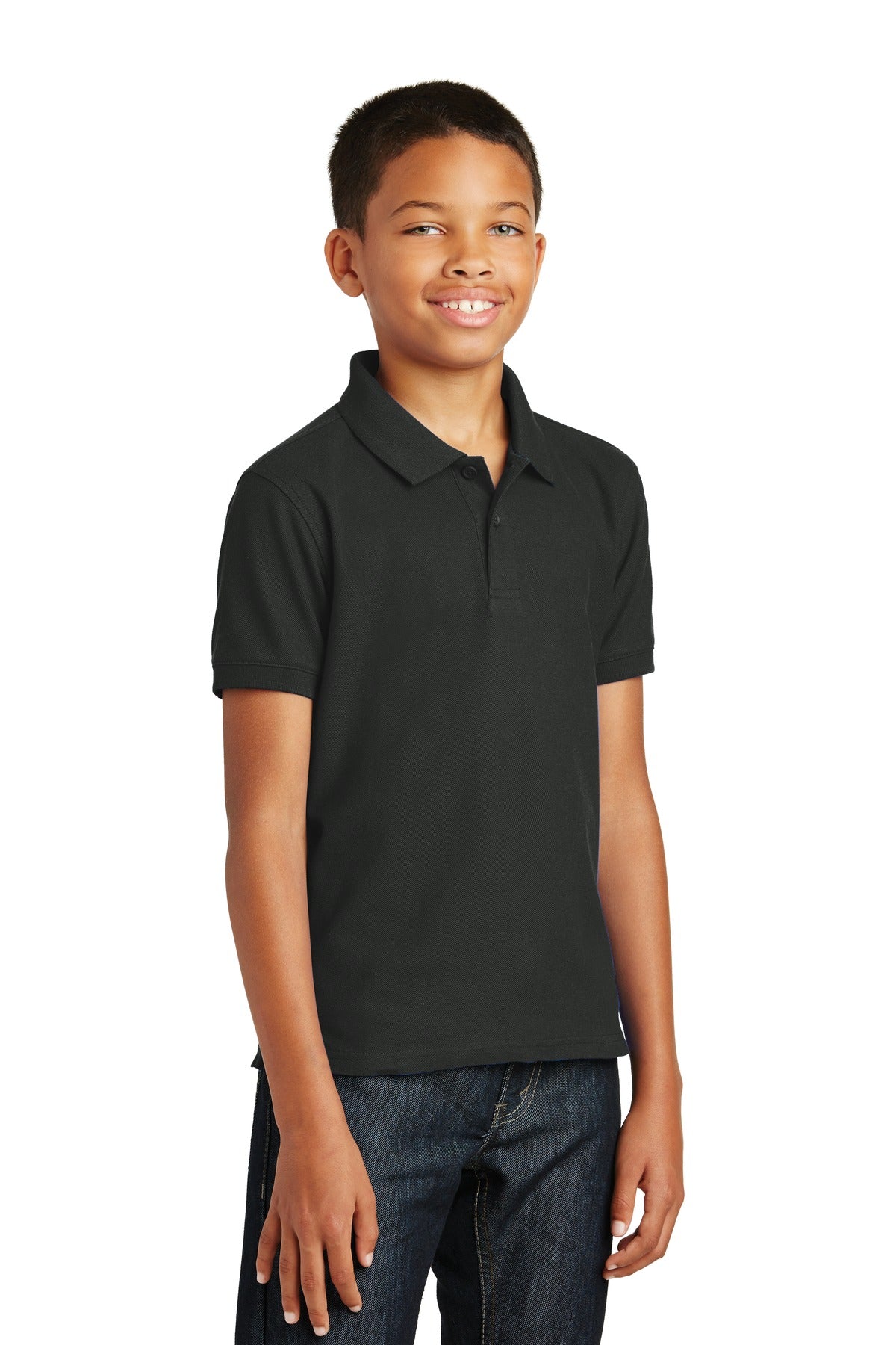 Port Authority Youth Core Classic Pique Polo. Y100 - Deep Black - three_q