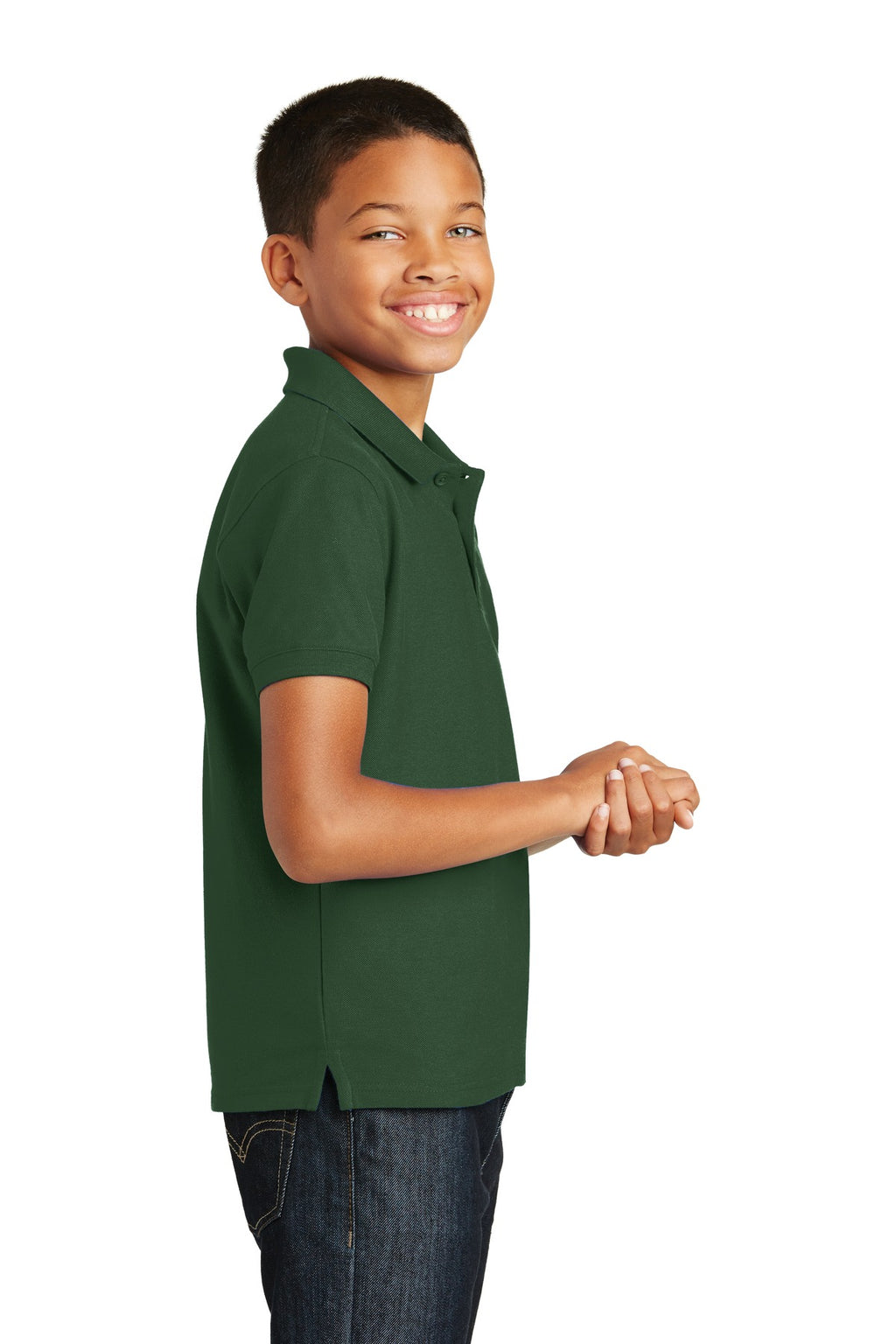 Port Authority Youth Core Classic Pique Polo. Y100 - Deep Forest Green - side