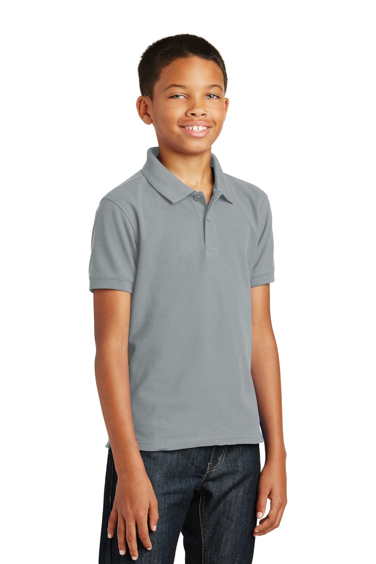 Port Authority Youth Core Classic Pique Polo. Y100 - Gusty Grey - three_q