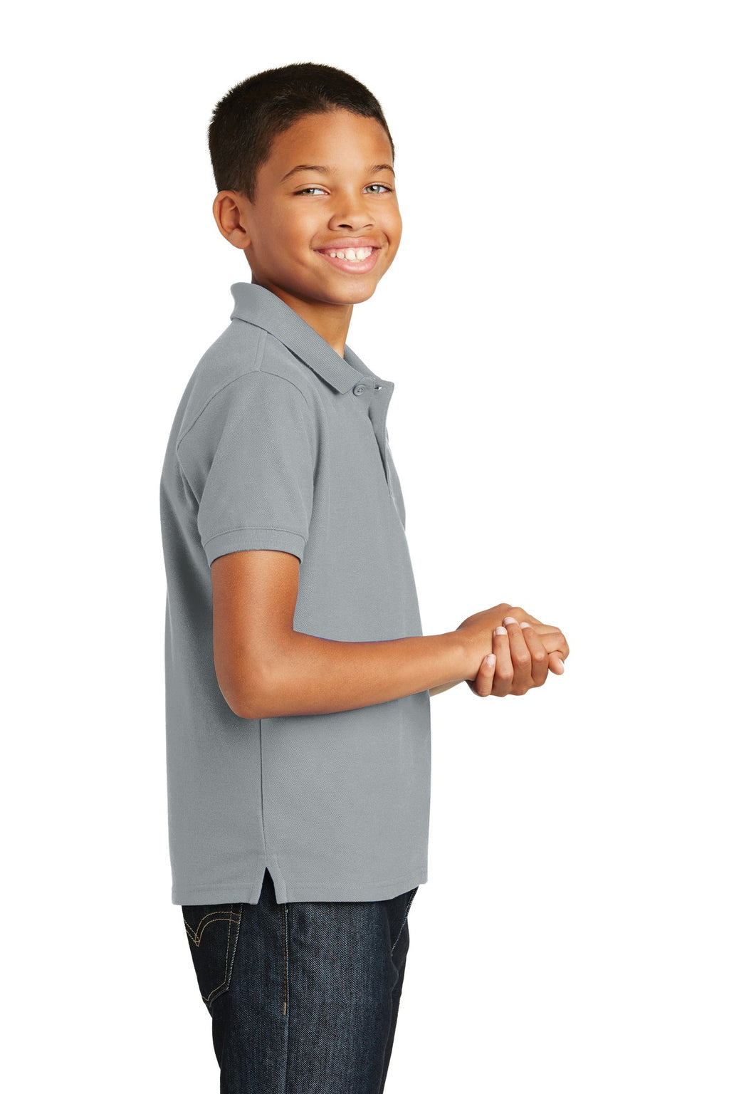Port Authority Youth Core Classic Pique Polo. Y100 - Gusty Grey - side