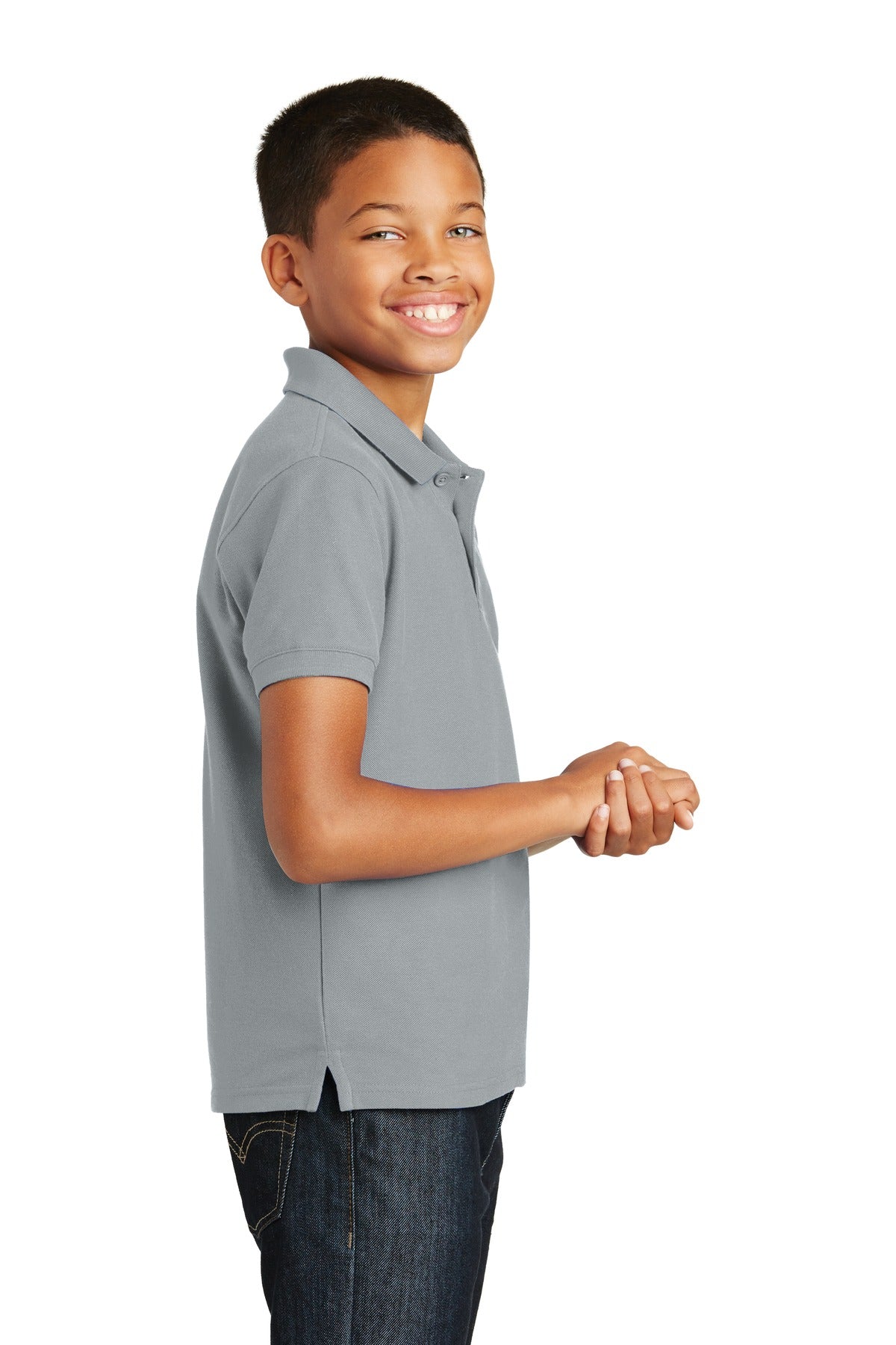 Port Authority Youth Core Classic Pique Polo. Y100 - Gusty Grey - side