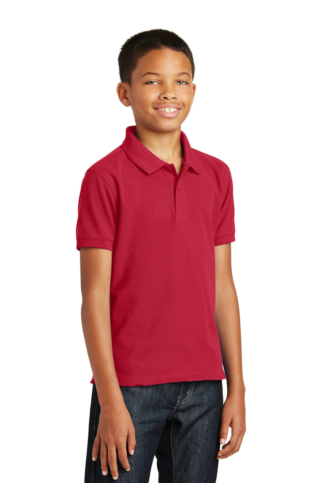 Port Authority Youth Core Classic Pique Polo. Y100 - Rich Red - three_q